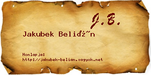 Jakubek Belián névjegykártya